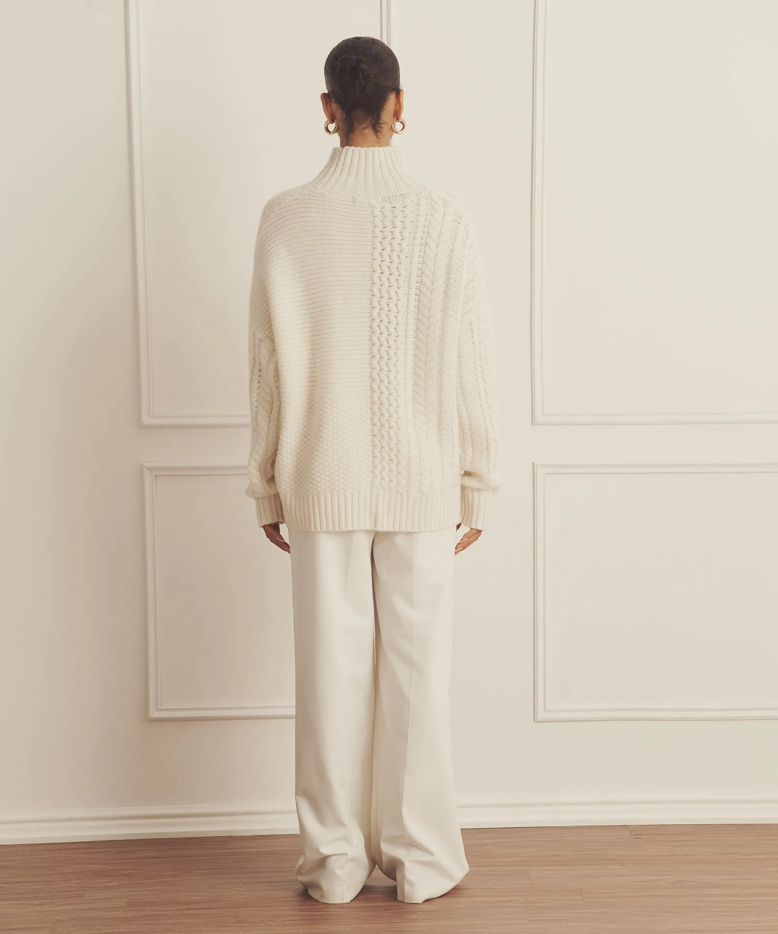 Super Luxe Cashmere Mixed Stitch Turtleneck