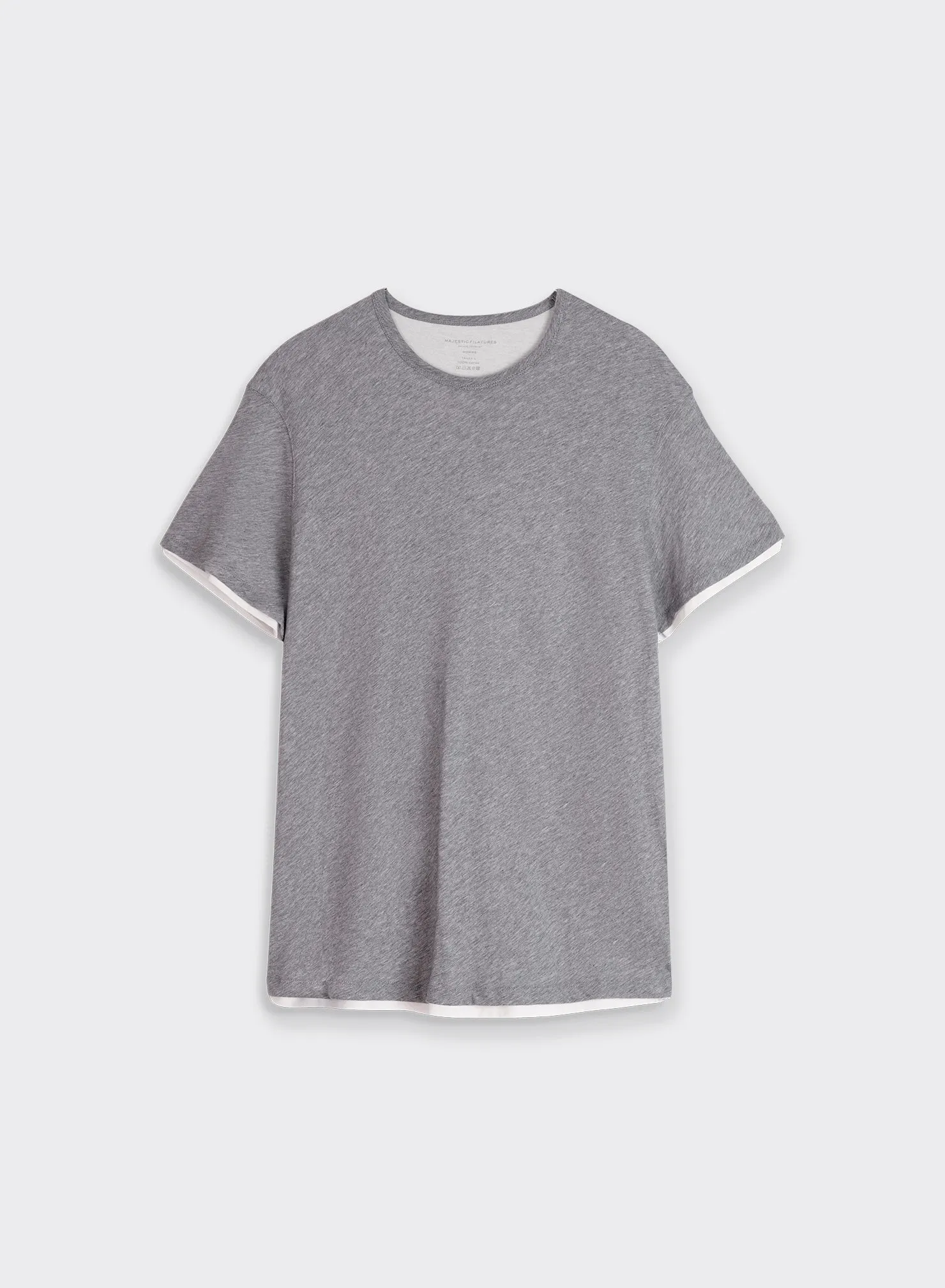 T-shirt Gris chiné / milk Col Rond Manches Courtes en Coton