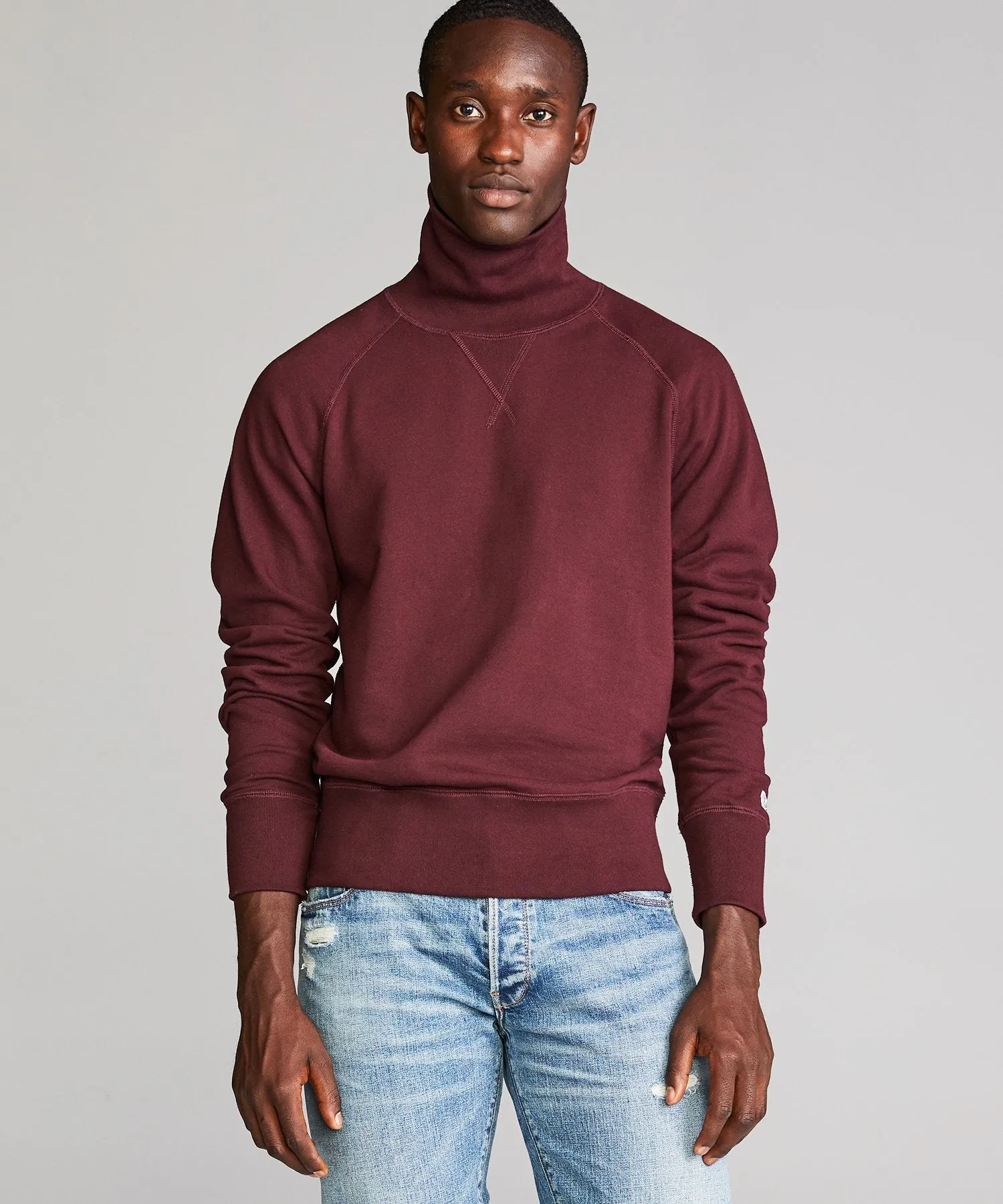 Terry Turtleneck Sweatshirt in Deep Burgundy