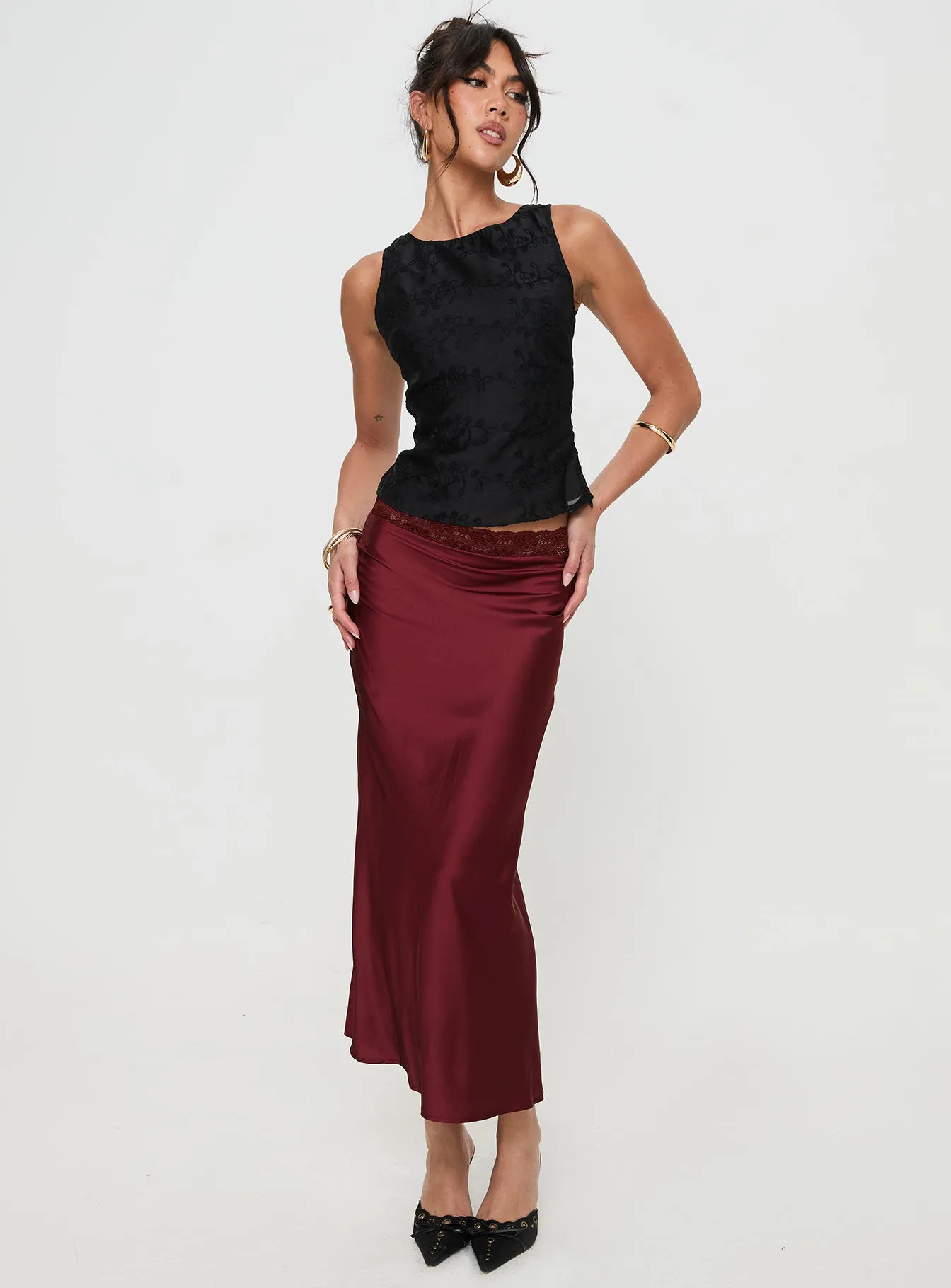 The Charmaine Maxi Skirt Burgundy