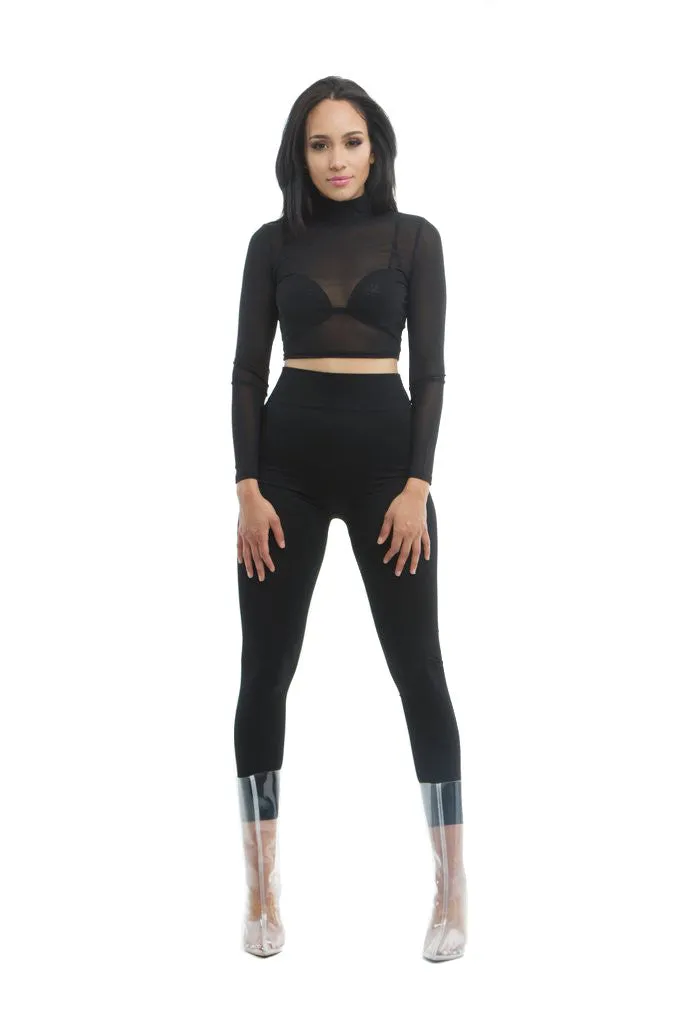 THE MYSTYLEMODE BLACK TUMMY CONTROL HIGH WAISTED LEGGINGS