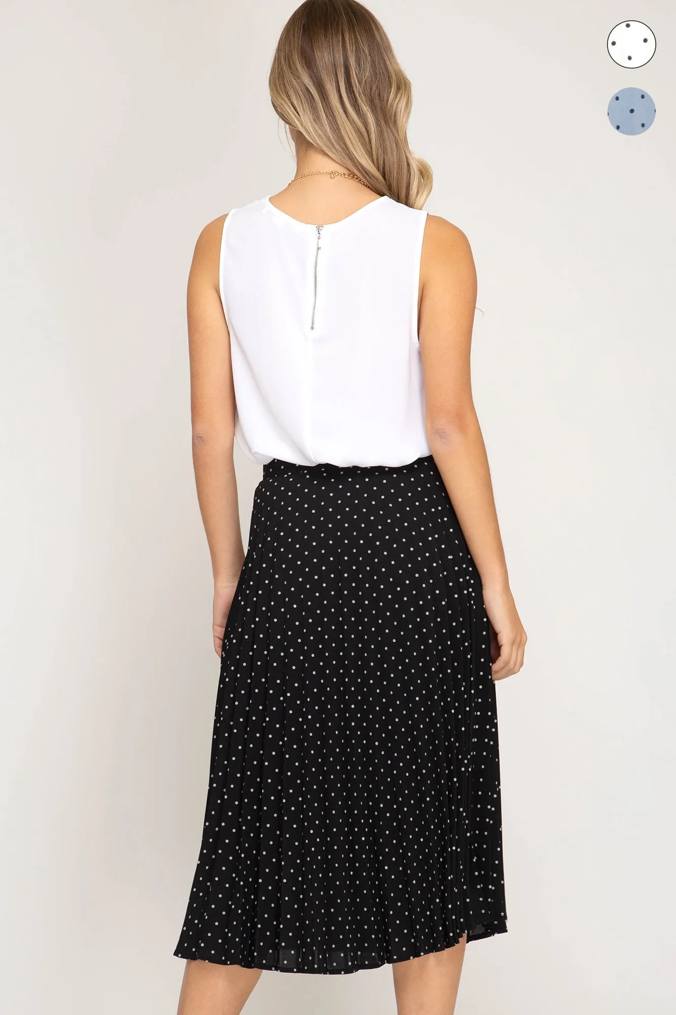 The Polka Midi Skirt in Black