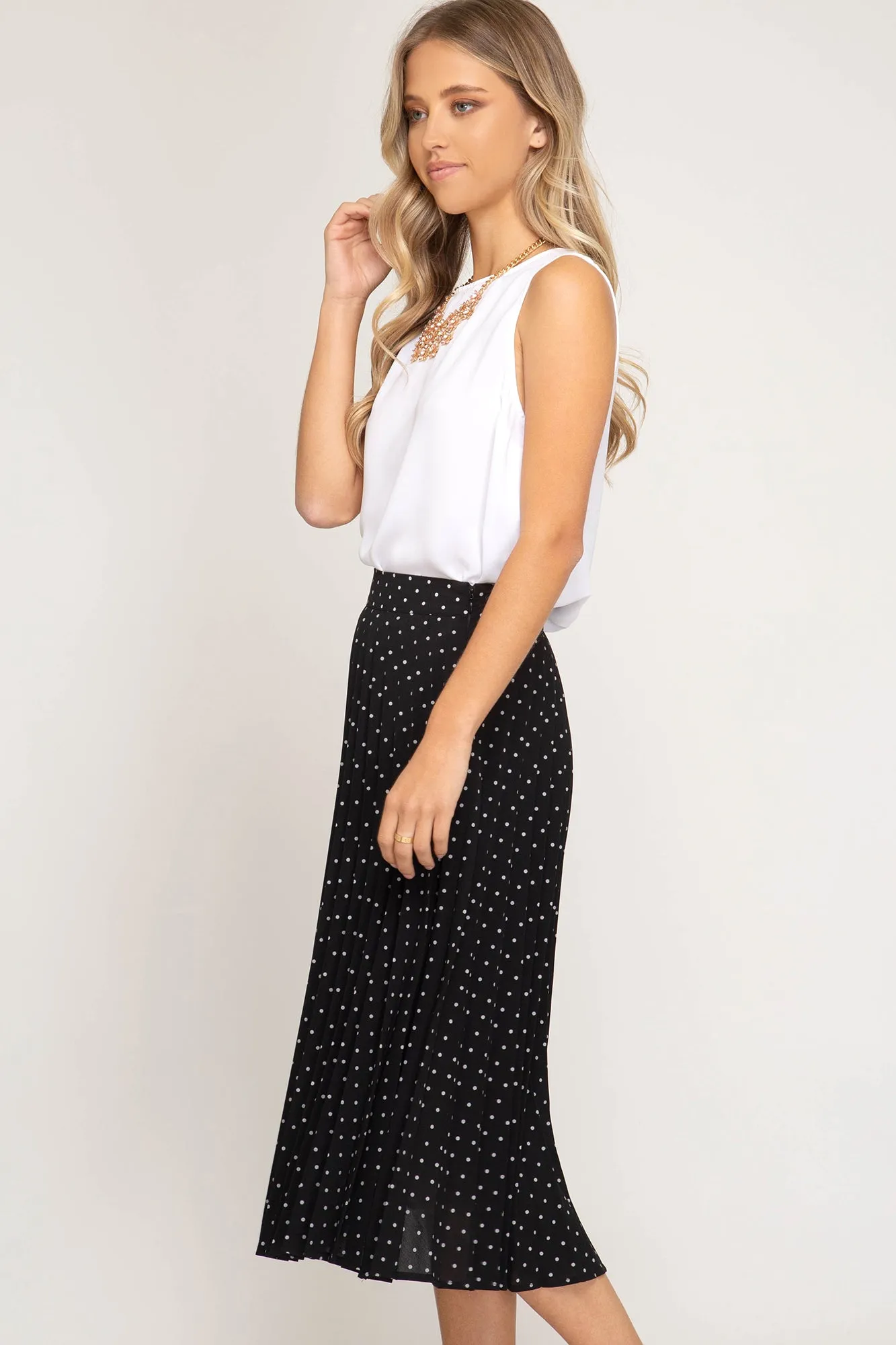 The Polka Midi Skirt in Black