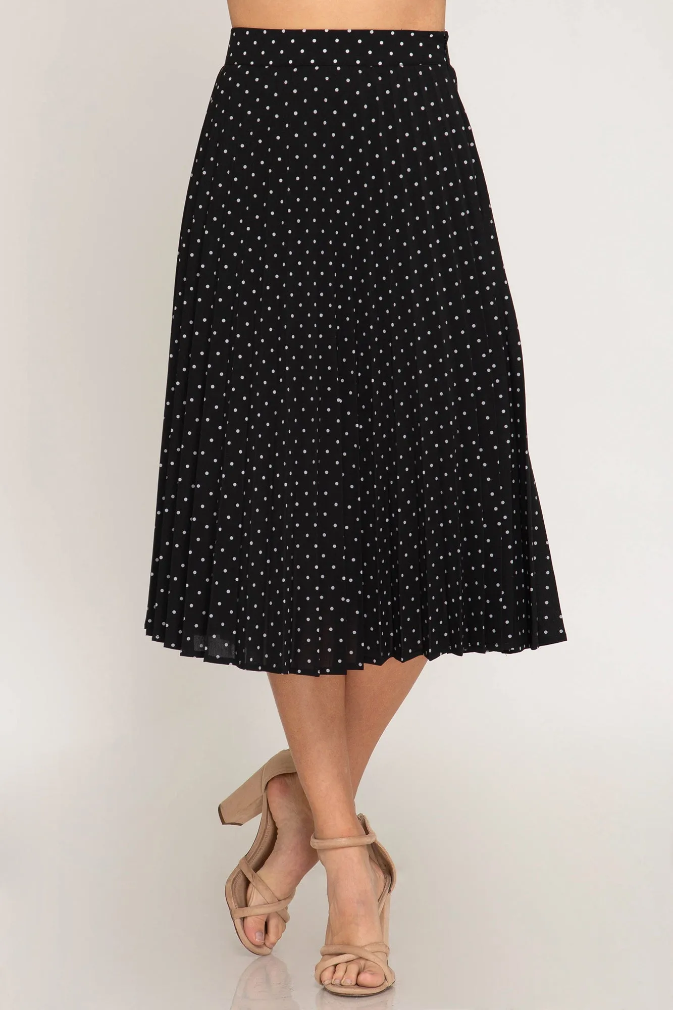 The Polka Midi Skirt in Black