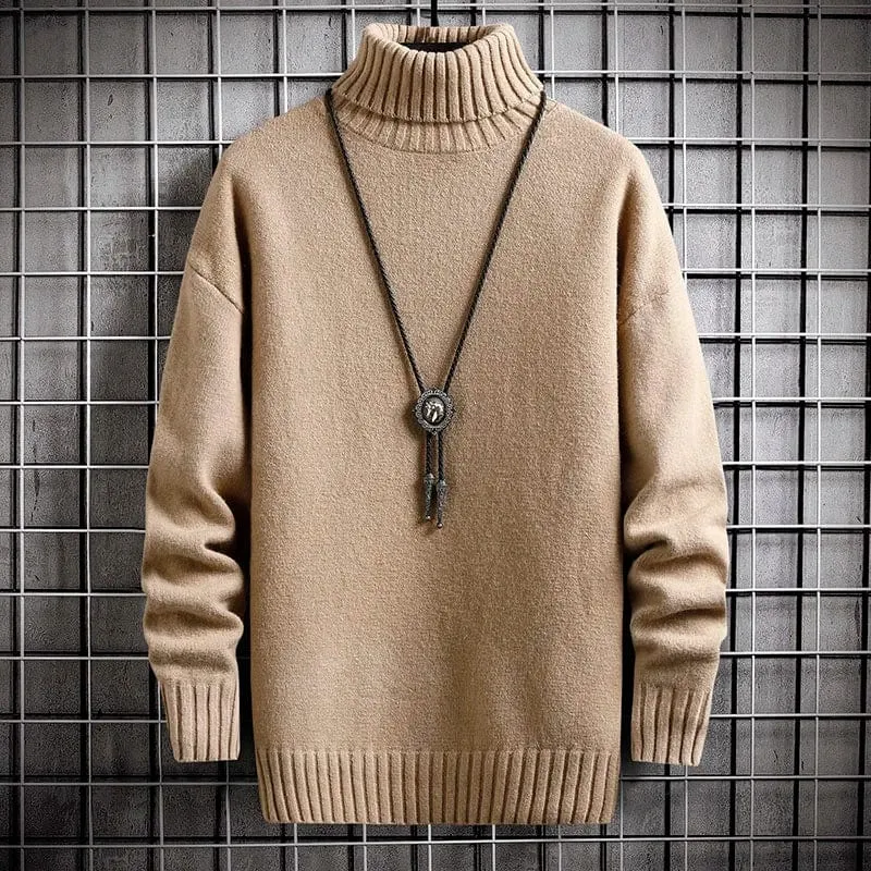 Trendy Winter Turtleneck Cashmere Sweater for Men - Plush & Warm Solid Colour Pullover