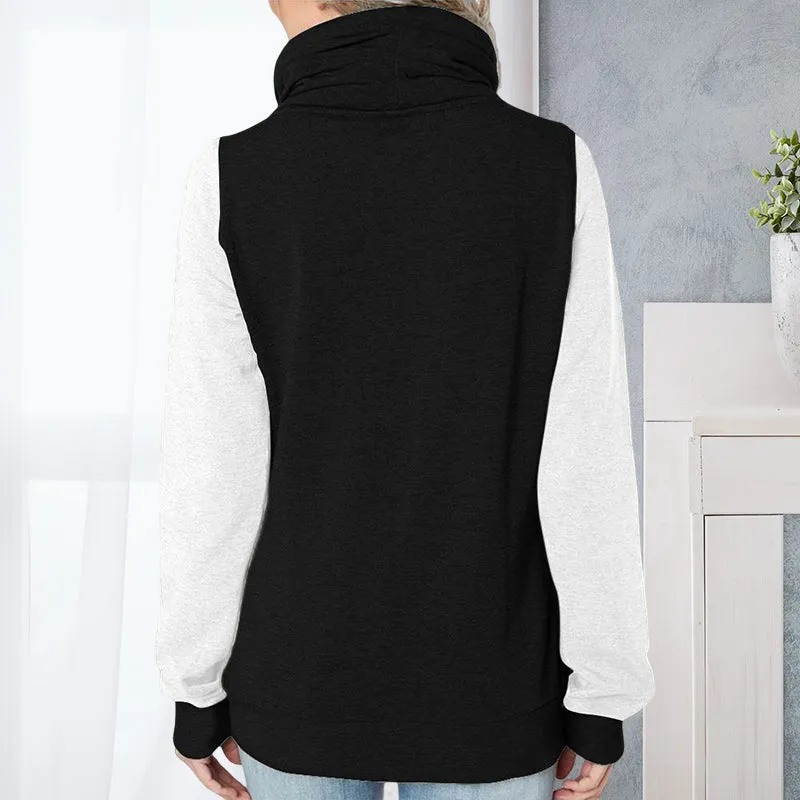 Turtleneck Zipped Fleece Sweatshirt