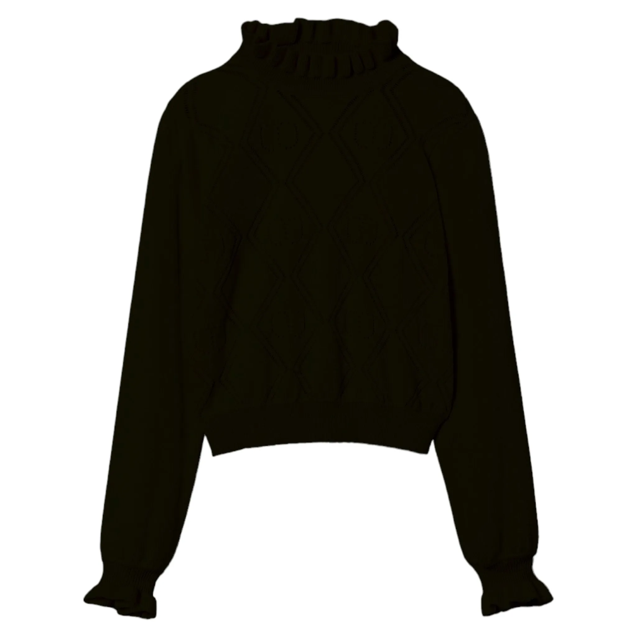 Twinset Black Openwork Logo Turtleneck