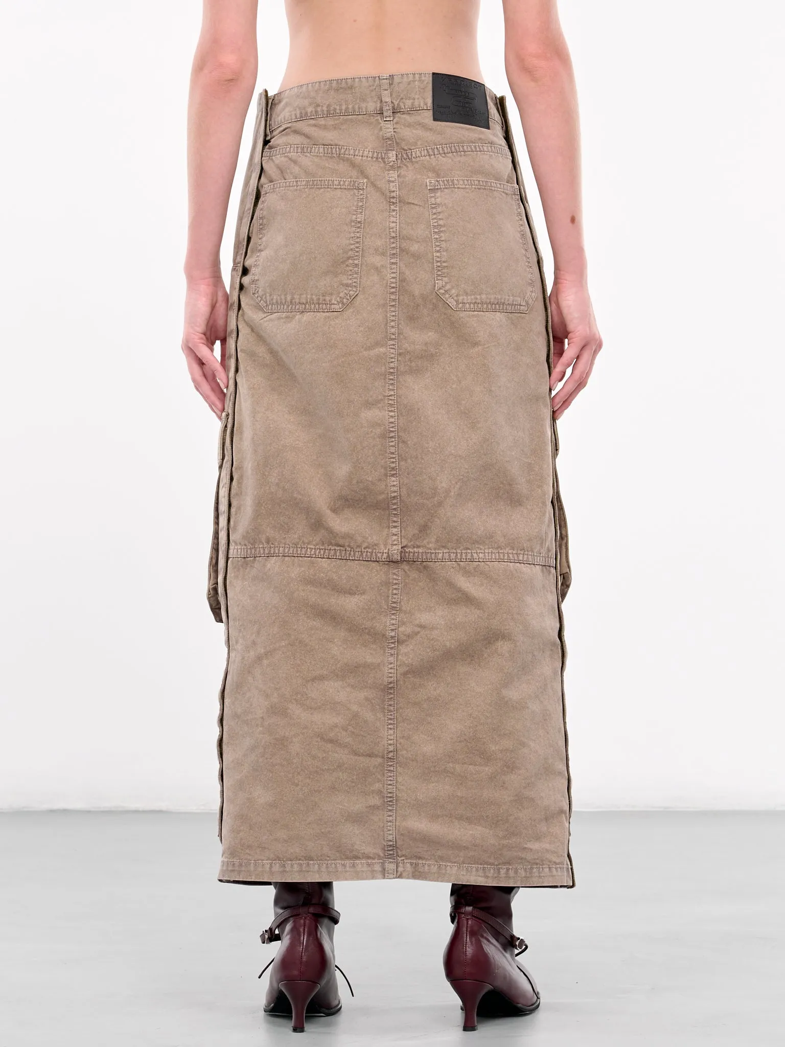 Velcro Cargo Long Skirt (103SK001-F565-KHAKI)