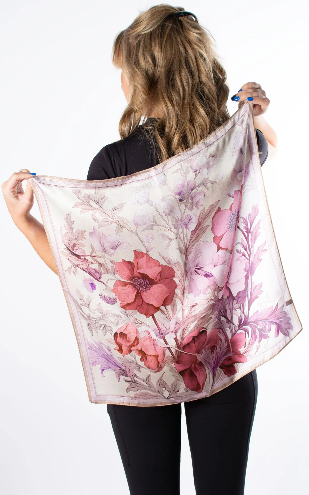 Vintage Flowers Square Silk Scarf