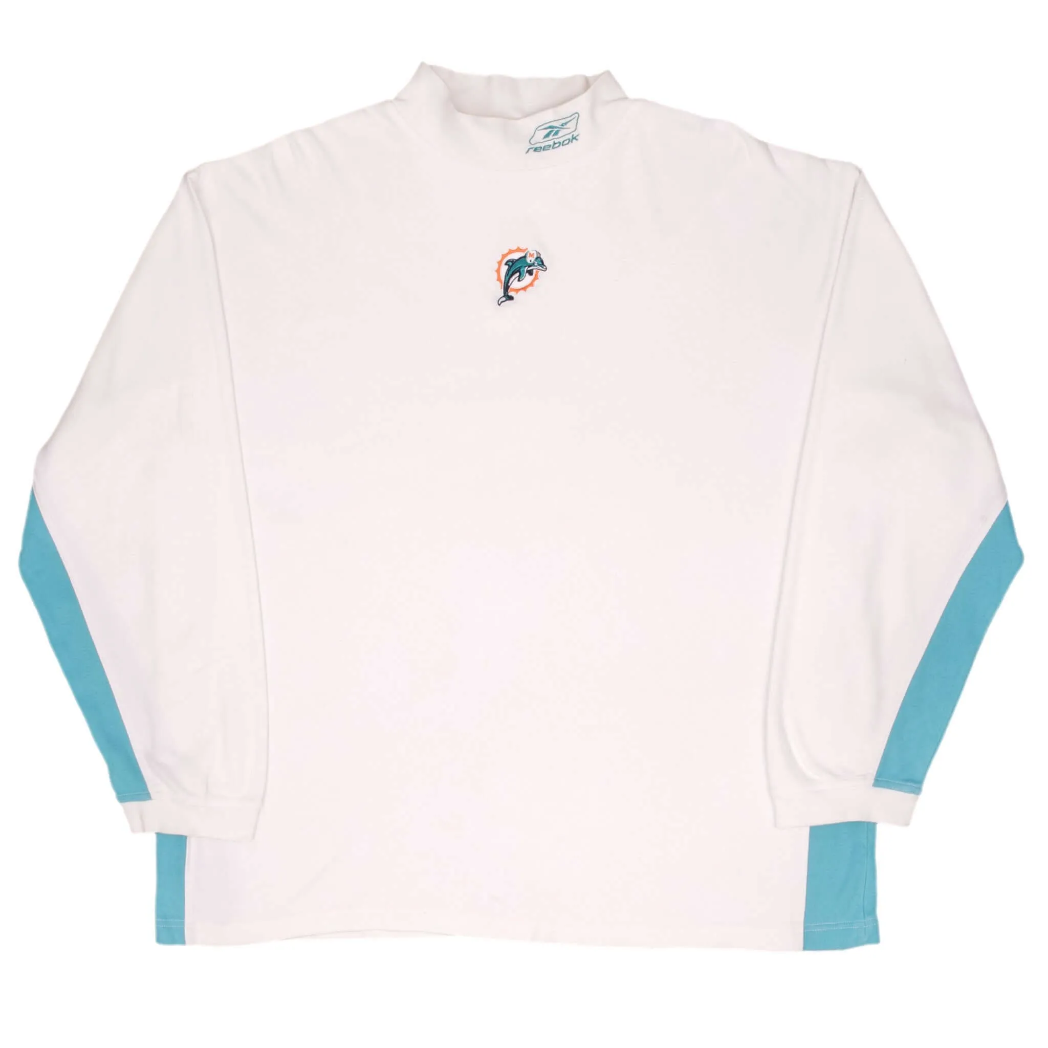 VINTAGE NFL MIAMI DOLPHINS 2000S TURTLENECK REEBOK SWEATSHIRT SIZE XL