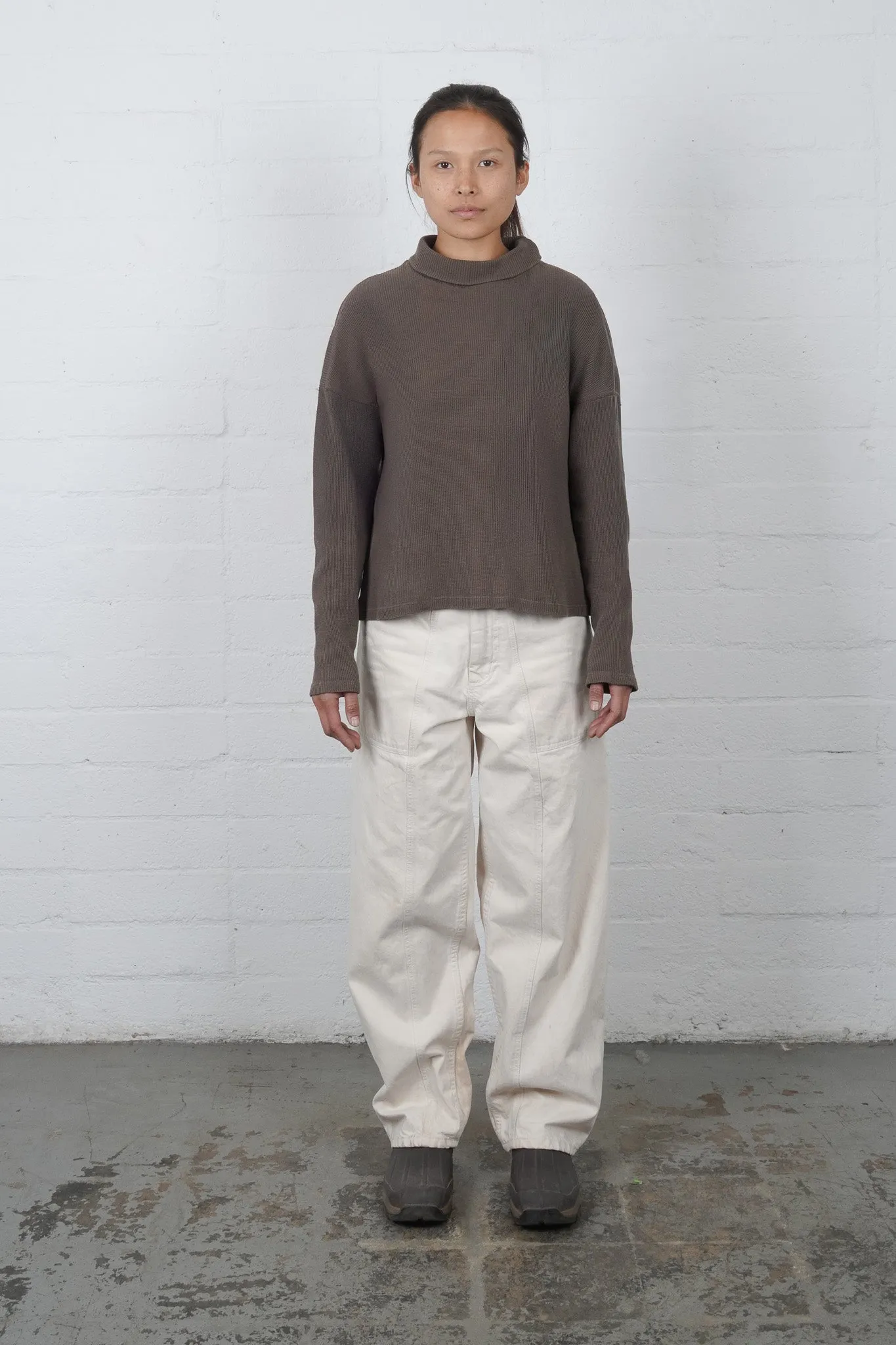 Waffle Turtleneck - Charred Brown