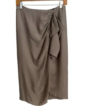 Warm Autumn Putty Gray Ruffle Midi Skirt