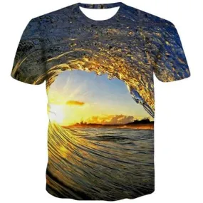 Wave T-shirt Men Harajuku Tshirts Cool Water Tshirt Anime Abstract T shirts Funny Gothic Tshirt Printed Short Sleeve Hip hop