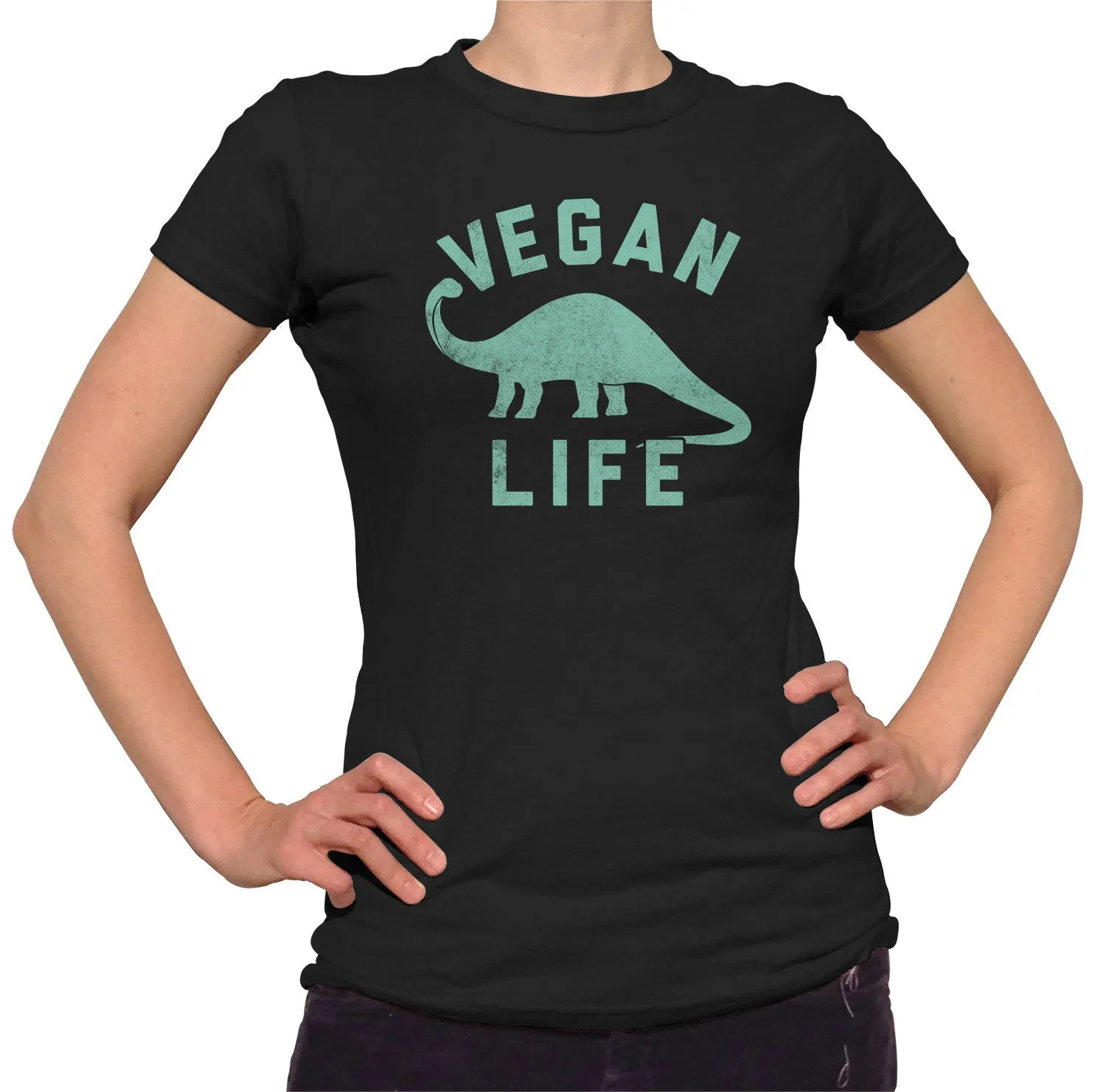 Women's Brontosaurus Vegan Life T-Shirt - Funny Vegan Shirt