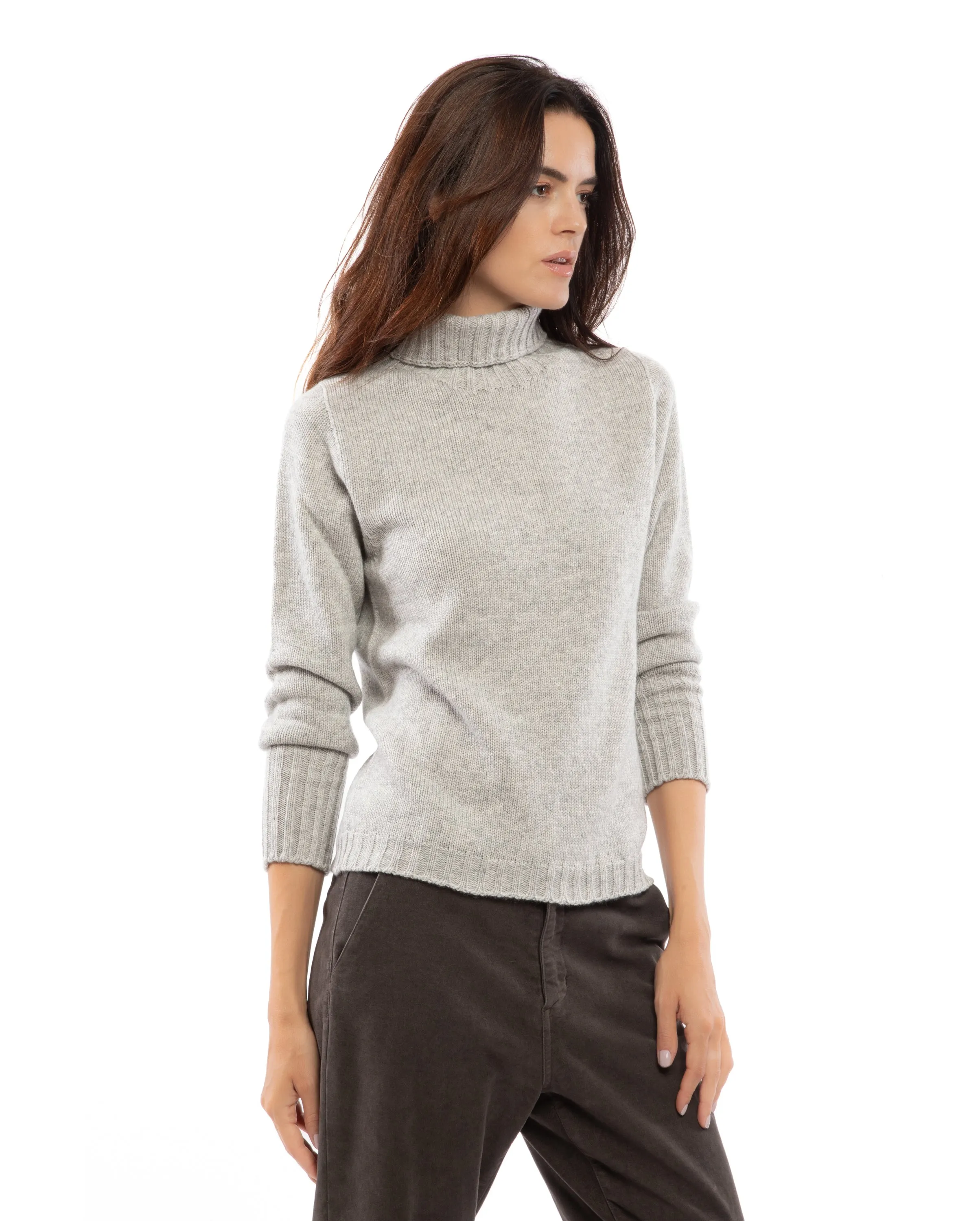 Women's Classic Cashmere Turtleneck Sweater Milk White