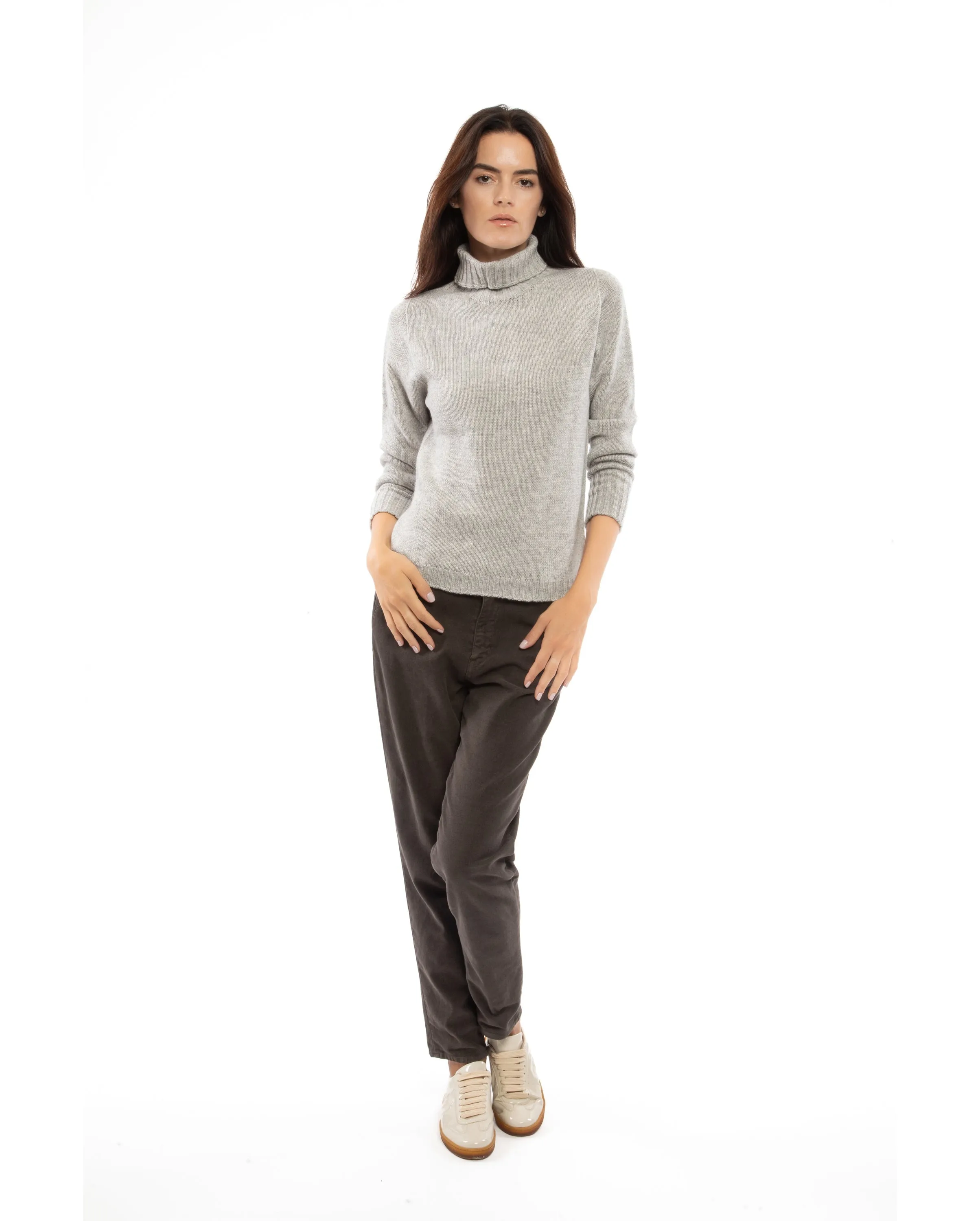 Women's Classic Cashmere Turtleneck Sweater Milk White