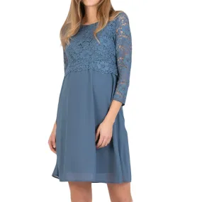 Women's Lace Chiffon Dress,Petrol