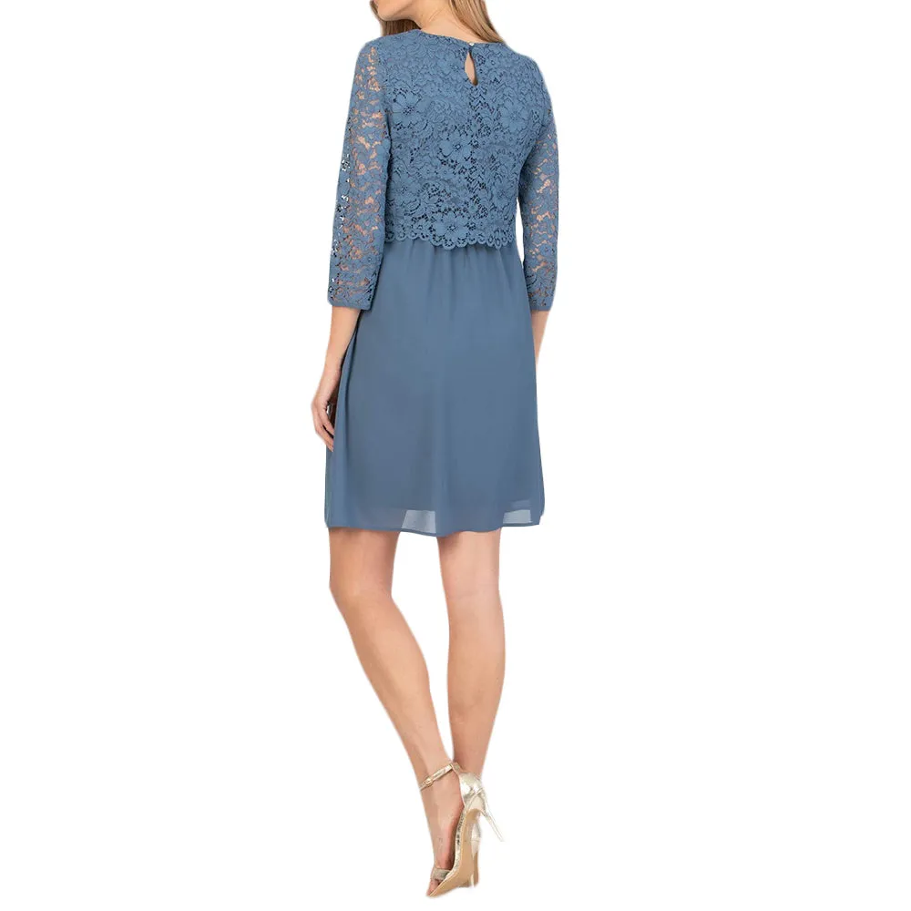 Women's Lace Chiffon Dress,Petrol