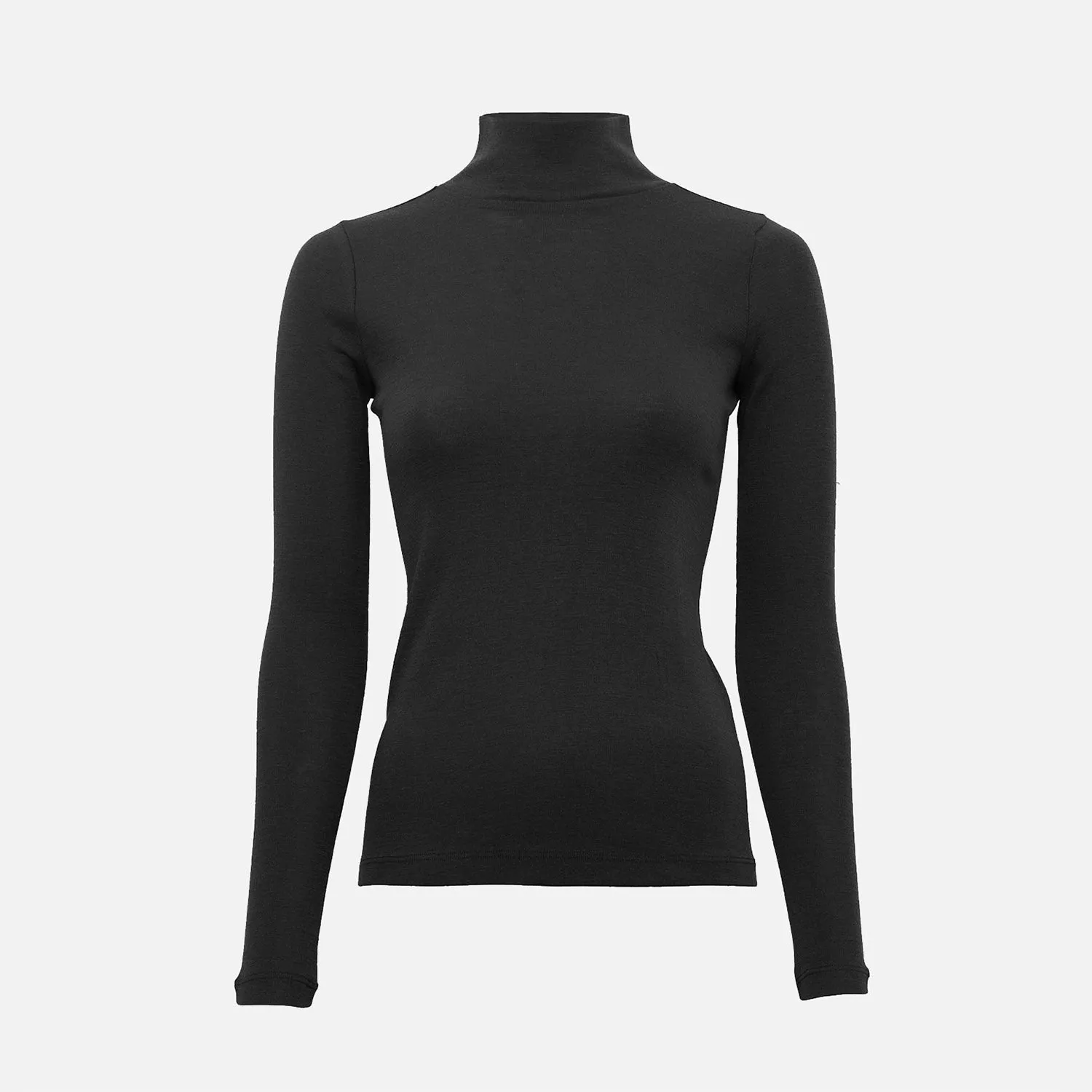 Womens Merino Wool Vakrast Roll Neck Top - Black