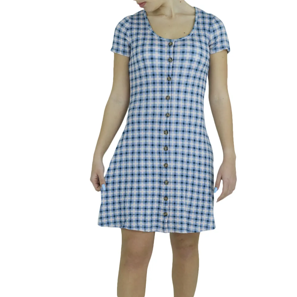 Women's Plaid Casual Short Dress,Multi