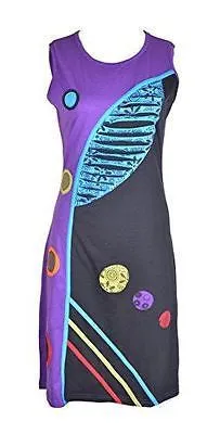 womens-purple-black-sleeveless-cotton-dress-with-embroidery