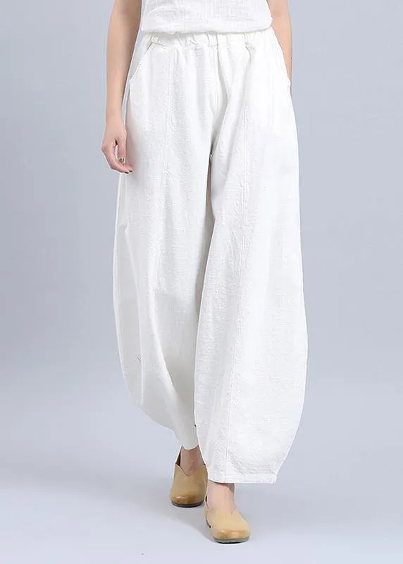 Women's summer casual pants loose large size retro cotton and linen wide legs harem pants tide