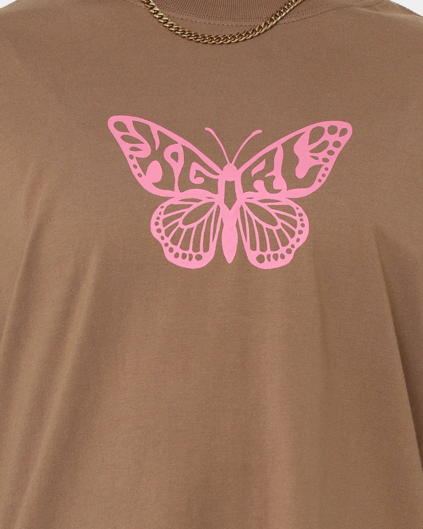 X-Girl Women's Butterfly Oversized Tee Dress Brown