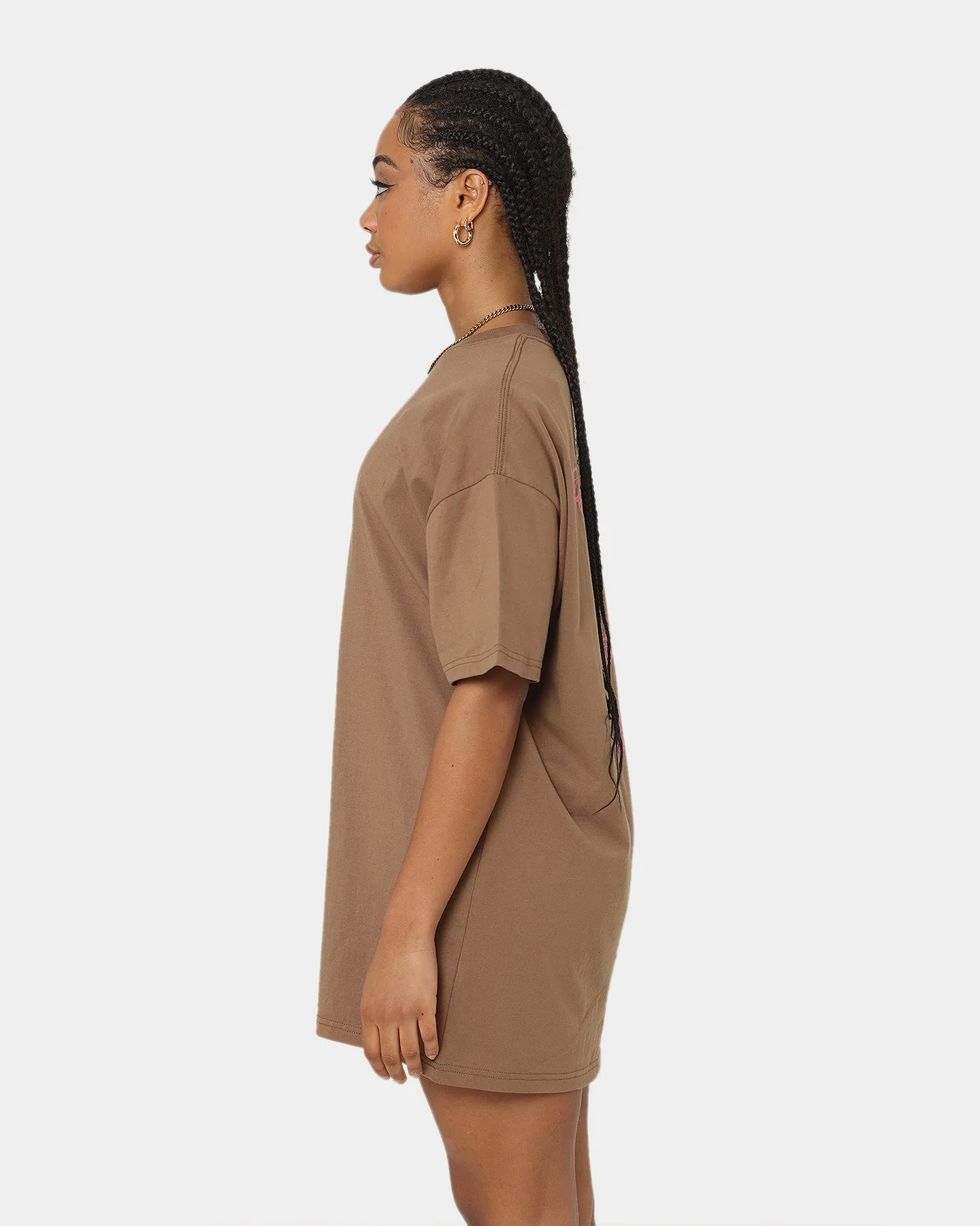 X-Girl Women's Butterfly Oversized Tee Dress Brown