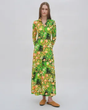 ZIP UP TURTLENECK DRESS - GARDEN FLORALS